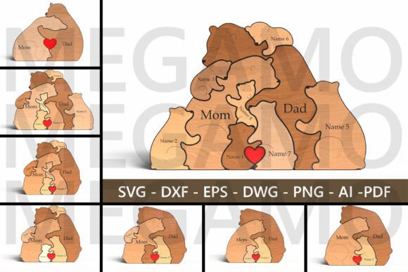 Download Laser Cut Bear Family Puzzle for Dad SVG - Family Collection