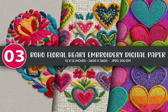 Download Boho Floral Heart Embroidery Digital - Floral heart embroidery Collection