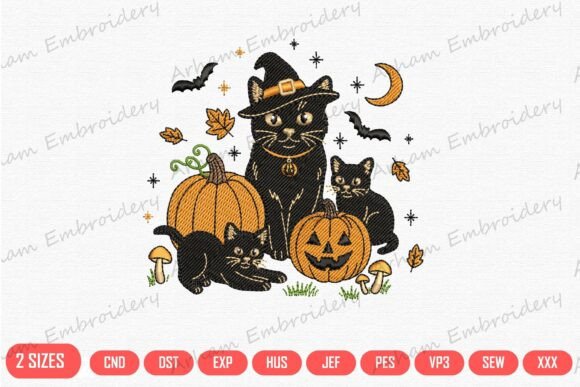 Download Witchy Black Cat Family with Pumpkin - Family Collection