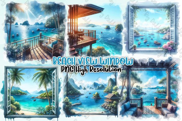 Download Beach View Window Clipart PNG - Premium Bundle