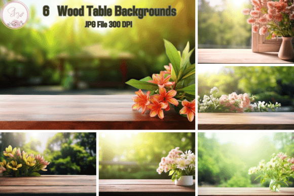 Download Wood Table with Flower Mockup Background - Background Collection