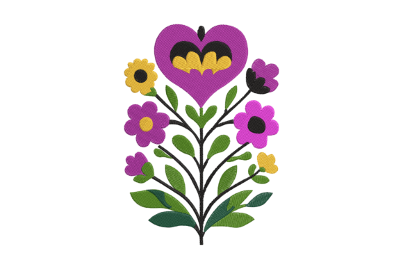Download Colorful Floral Heart Embroidery - Premium Resources