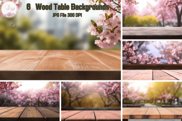 Download Wood Table with Sakura Mockup Background - Background Collection